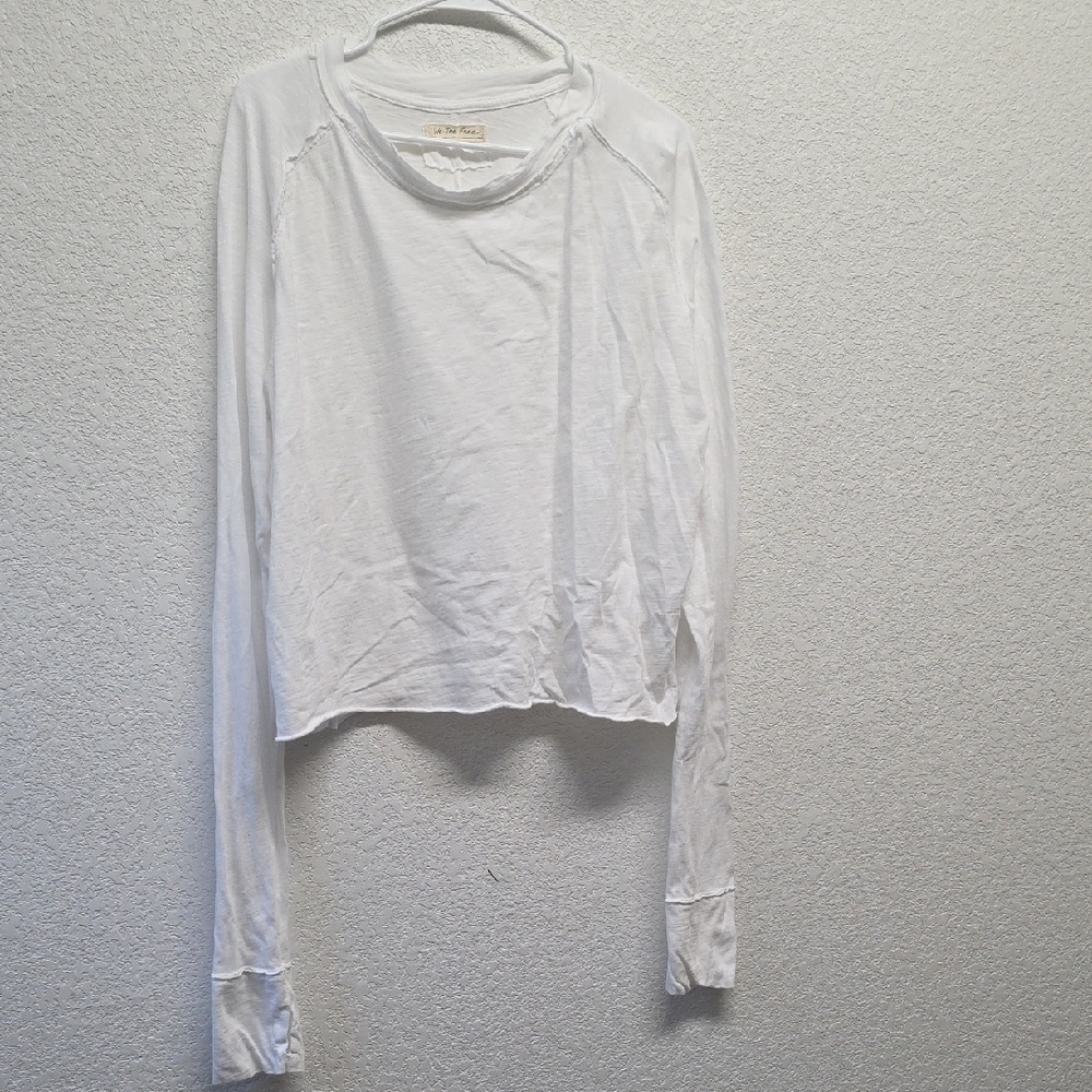 We The Free Crisp White Long Sleeve Top Size Large